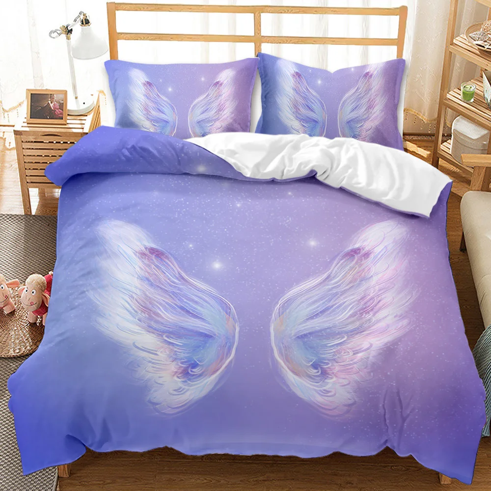 

Angel Wings Duvet Cover Set Angel Fairy Tale Theme for Kids Teens Never Give Up Double Queen King Size Polyester Qulit