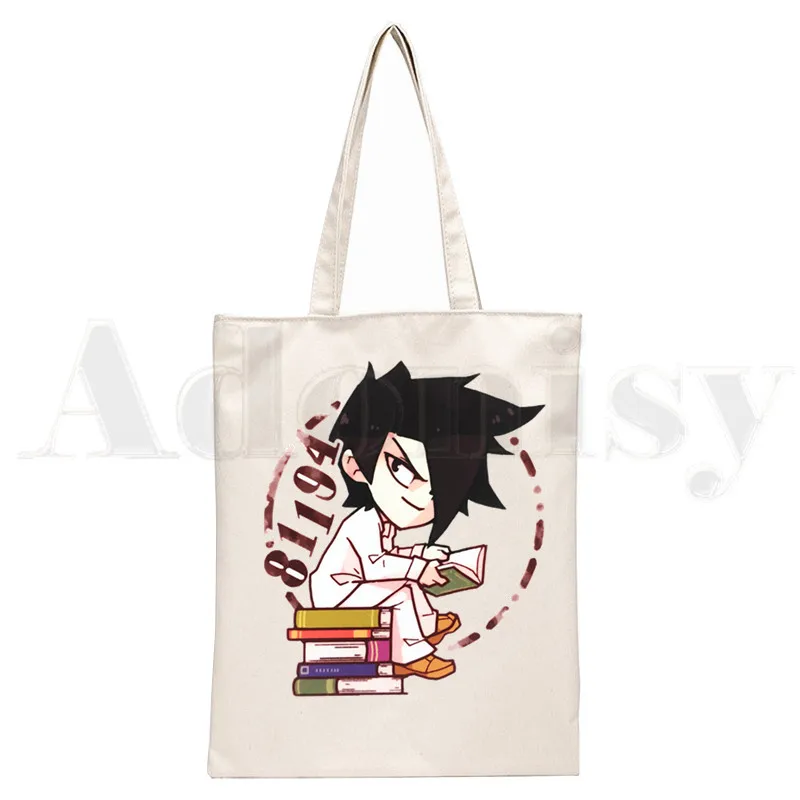 Yakusoku No Promised Neverland Emma Norman Ray Graphic Cartoon Print Shopping Bags Girls Fashion Casual Pacakge Hand Bag