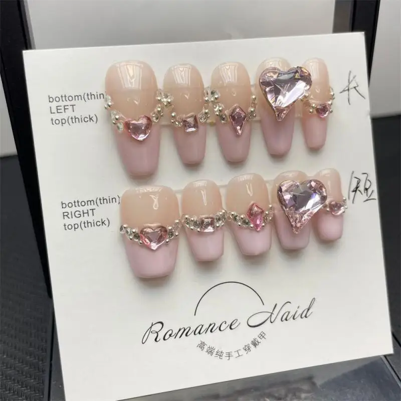 

1~20PCS Rhinestone False Nails Diy Heart-shaped Detachable Rhinestones The New Nail Art Heart Shaped False Nails Simple Shiny