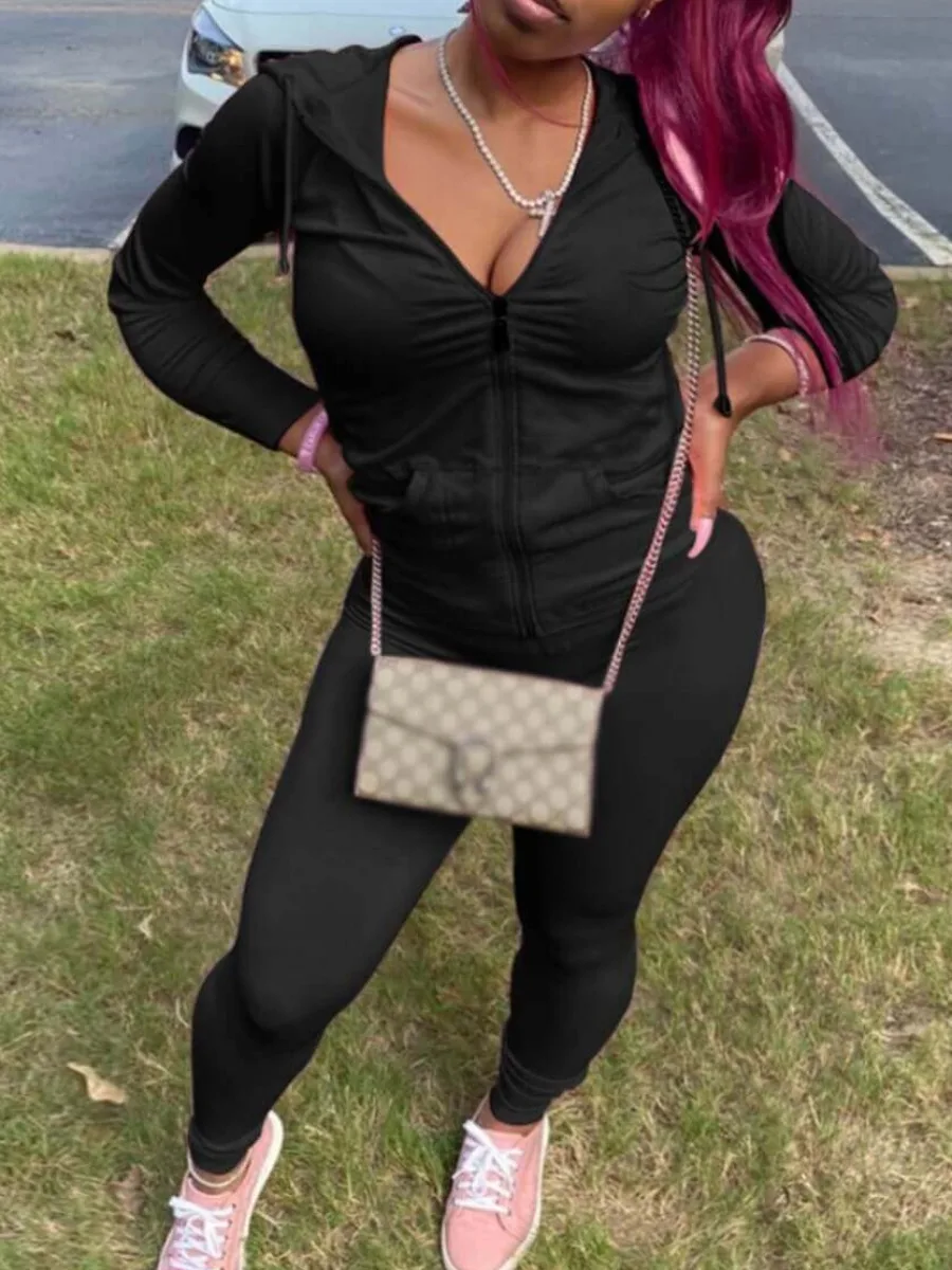 Plus Size Женский Осенний Комплект Спортивной Одежды Больших Размеров С Длинными