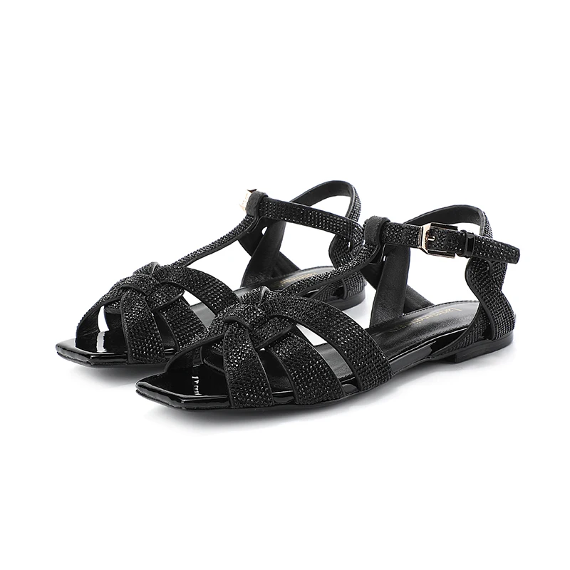 Water Diamond Fish Mouth Shoes Casual Fashion Flat Bottom Women's Sandals Outdoor Open Toe Women's Slippers Brand Single Shoes