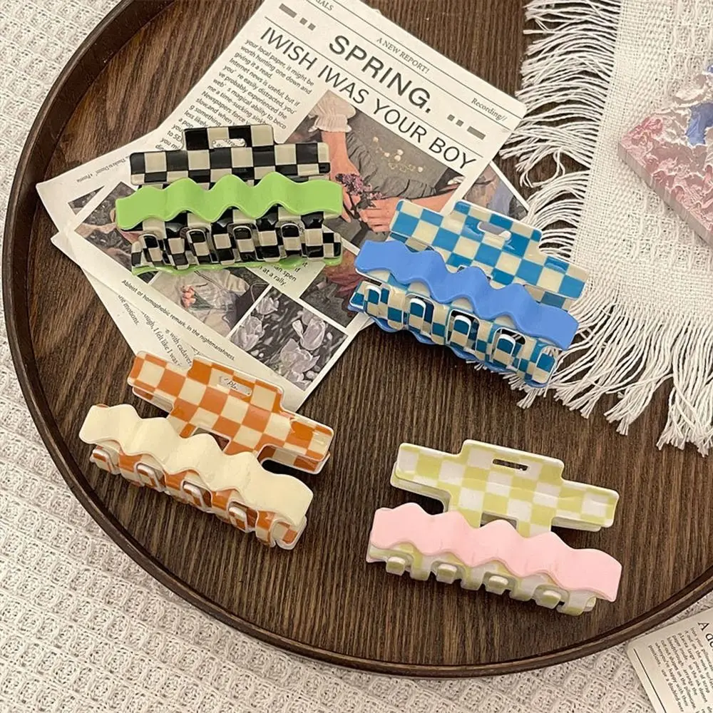 

Colorful Hair Clips Acetate Checkered Claw Clips Sweet Hair Claw Clips for Women Girls Holiday