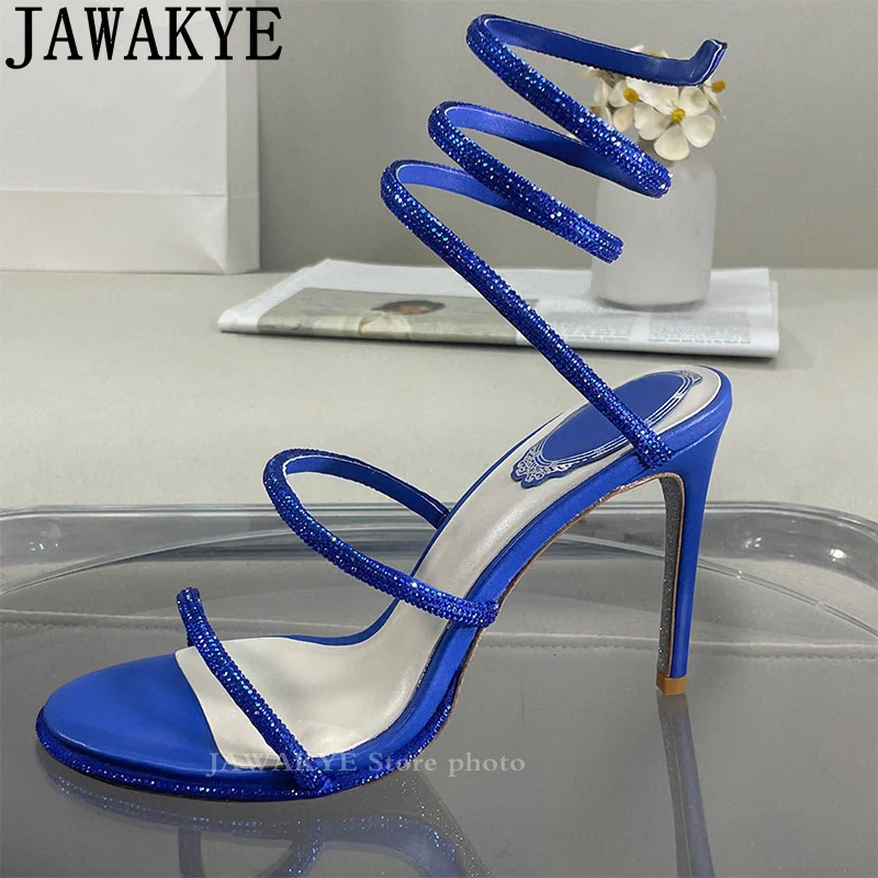 

Распродажа, разноцветные сандалии-гладиаторы стразы на тонком высоком каблуке, вечерние классические туфли, летние пикантные сандалии в виде звеньев 32-43