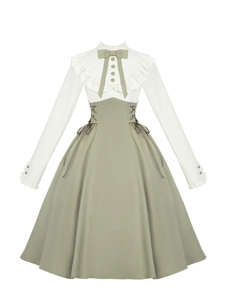 Платье Mufeng Court Op с оригинальным дизайном Puji Cla Color Match поддельное платье из двух