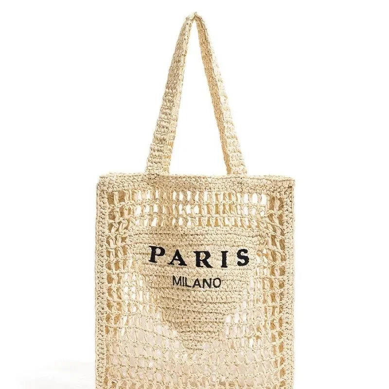 2024 модный брендовый кошелек женская сумка-тоут с полыми ткаными и травяными