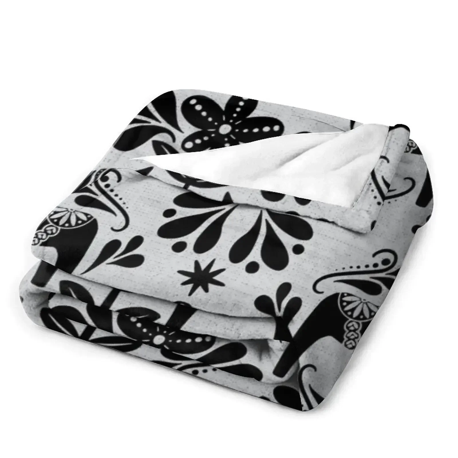 Folk Art Dala Horse - черно-серое одеяло мягкое большое постельное белье мягкие одеяла