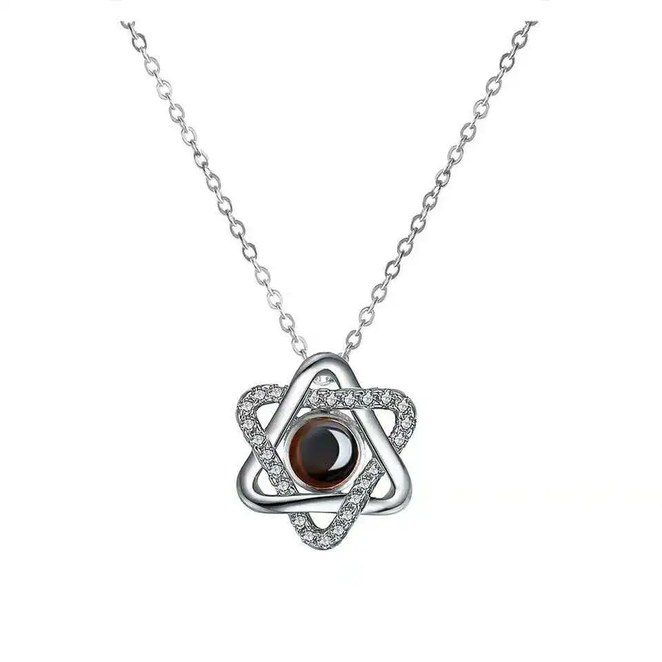 

100 Languages I Love You Star Of David Clavicle Necklace Pendant Female