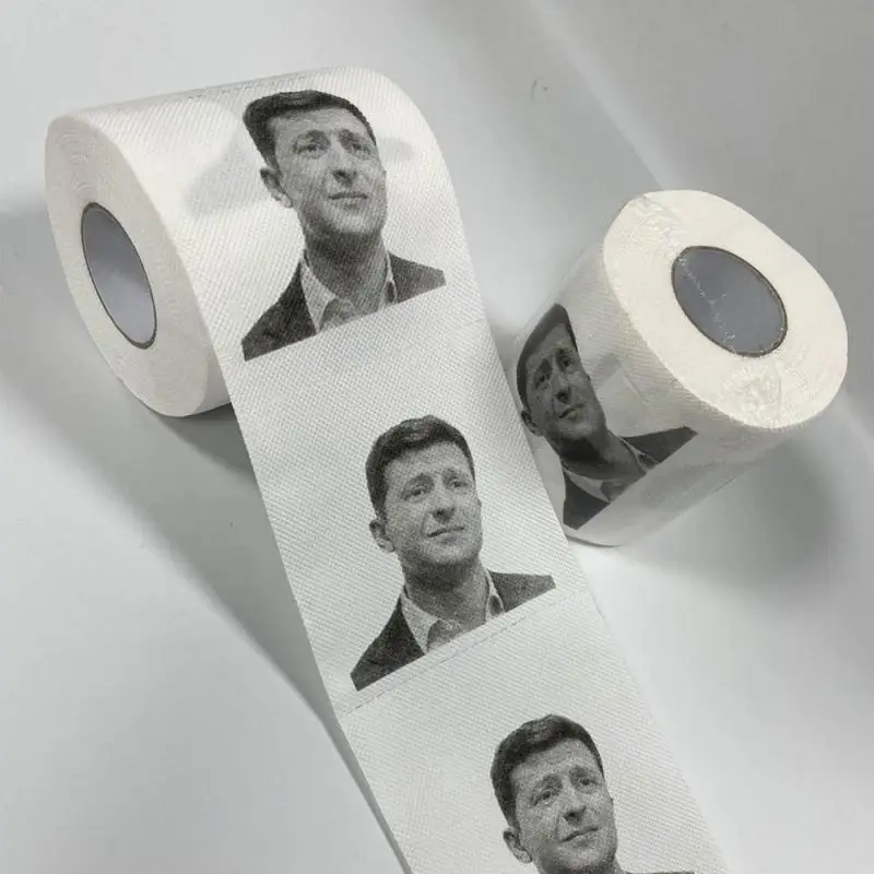 Туалетная бумага с принтом президент Украины зеленски, рулон туалетной бумаги, новинка, подарочная бумага для ванной, 3 слоя