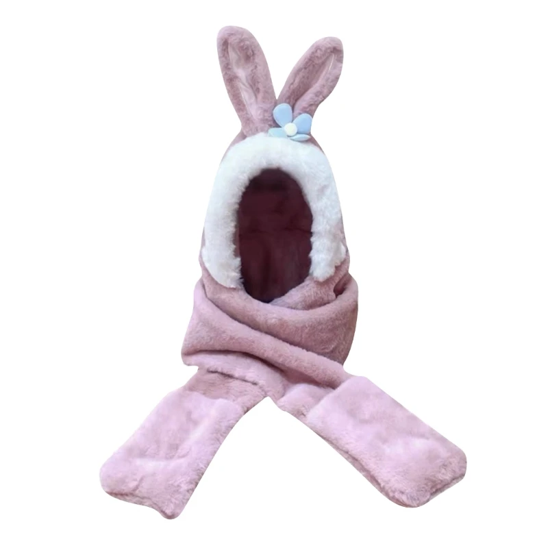

Hooded Scarf Winter Hat Scarf Gloves Set Hat Wrap Warm Hat