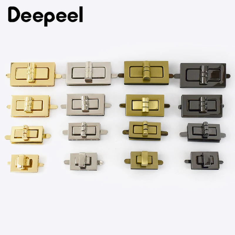

5Sets Deepeel Metal Twist Turn Lock Snap Clasps Purse DIY Handmade Closure Hasp Buckle Crafts Locks for Bag Part Accessories