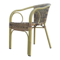 wholesale traditional courtyard bamboo ring aluminum rattan outdoor rest chair with back armrest