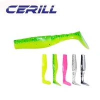 cerill 5 pcs 80mm 6g silicone worm bait shad soft fishing lure high quality bass pike minnow swimbait rubber paddle tail tackle