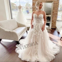 viktoria elegant wedding gown for bride sweetheart appliques a line for women custom made vestidos de noiva