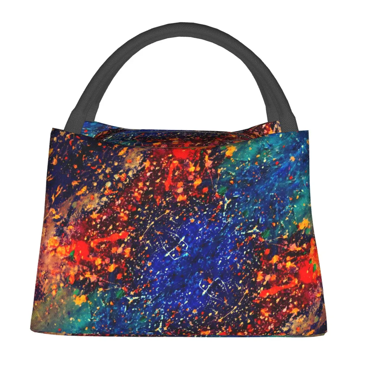 

Psychedelic Splatter Lunch Bag Rainbow Portable Zipper Lunch Box Outdoor Picnic Graphic Design Cooler Bag Oxford Tote Food Bags
