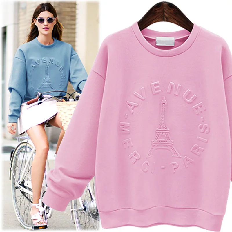 Sweatshirt Women's Autumn and Winter Knitted Pullover Versatile Loose Large Size Long Sleeve Top Female Printed Pullovers