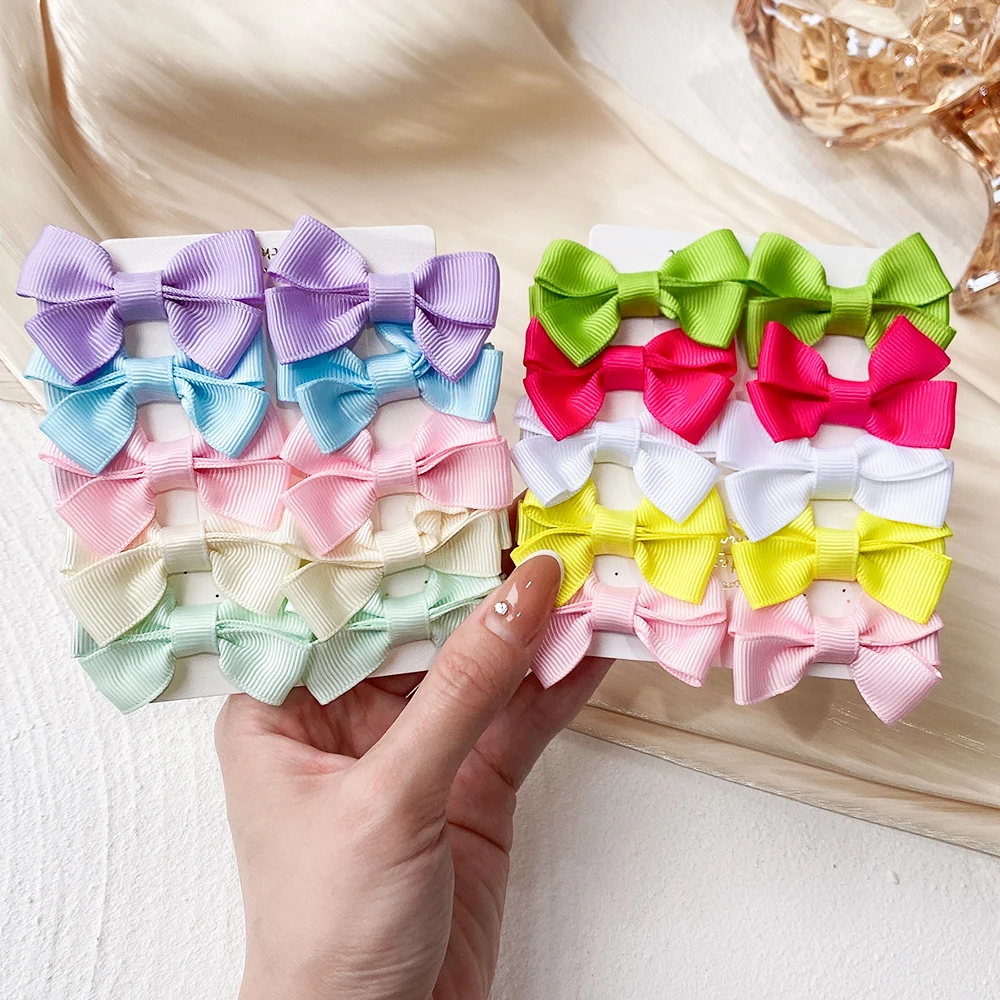 

10Pcs/set Solid Bowknot Hair Clips For Cute Girls Colorful Bows Boutique Hairpins Barrettes Headwear Kids Hair Accessories Gift