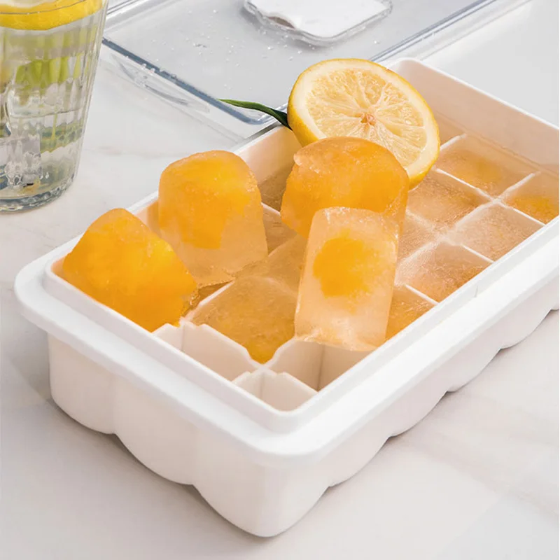 

Transparent Cover 18 Grid Silicone Ice Tray with Cover Hole Ice Making Mold