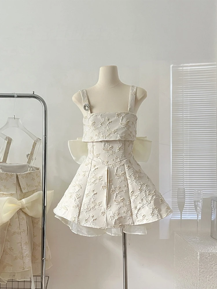 

Japanese Lolita Dress Women White Elegant Backless Fairy Dresses Girly Kawaii Sweet Luxury Fairy Dress Bow Fairycore Prom Gown