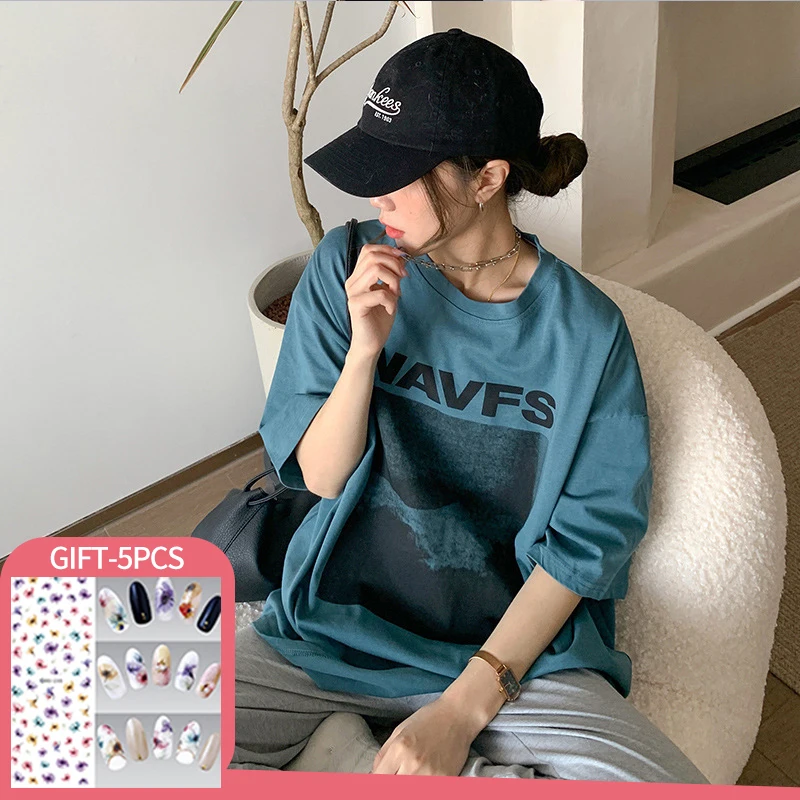 

Letter Print Female T-shirt 2022 Summer Fashion Loose T Shirts Women Short Sleeve Cool Harajuku Top Fashion Streetwear T-shirt