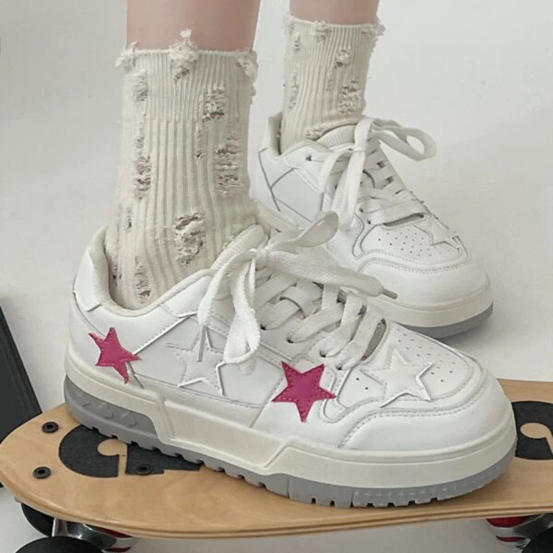 

Y2K Korean Women Fashion Star Sports Loafers Sneaker Athletic Pump Sneakers Platform Tennis Shoe Ladies Chunky Thick Heels Shoes