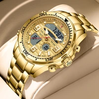 lige brand foxbox digital men gold watches top luxury sports quartz wrist watch men dual display steel military waterproof clock