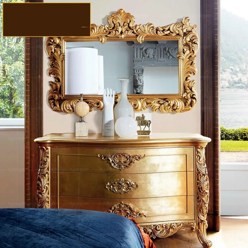 

Европейский шкаф-ведро с резьбой по дереву, французский Роскошный барочный шкаф-ведро из золотой фольги для гостиной, виллы