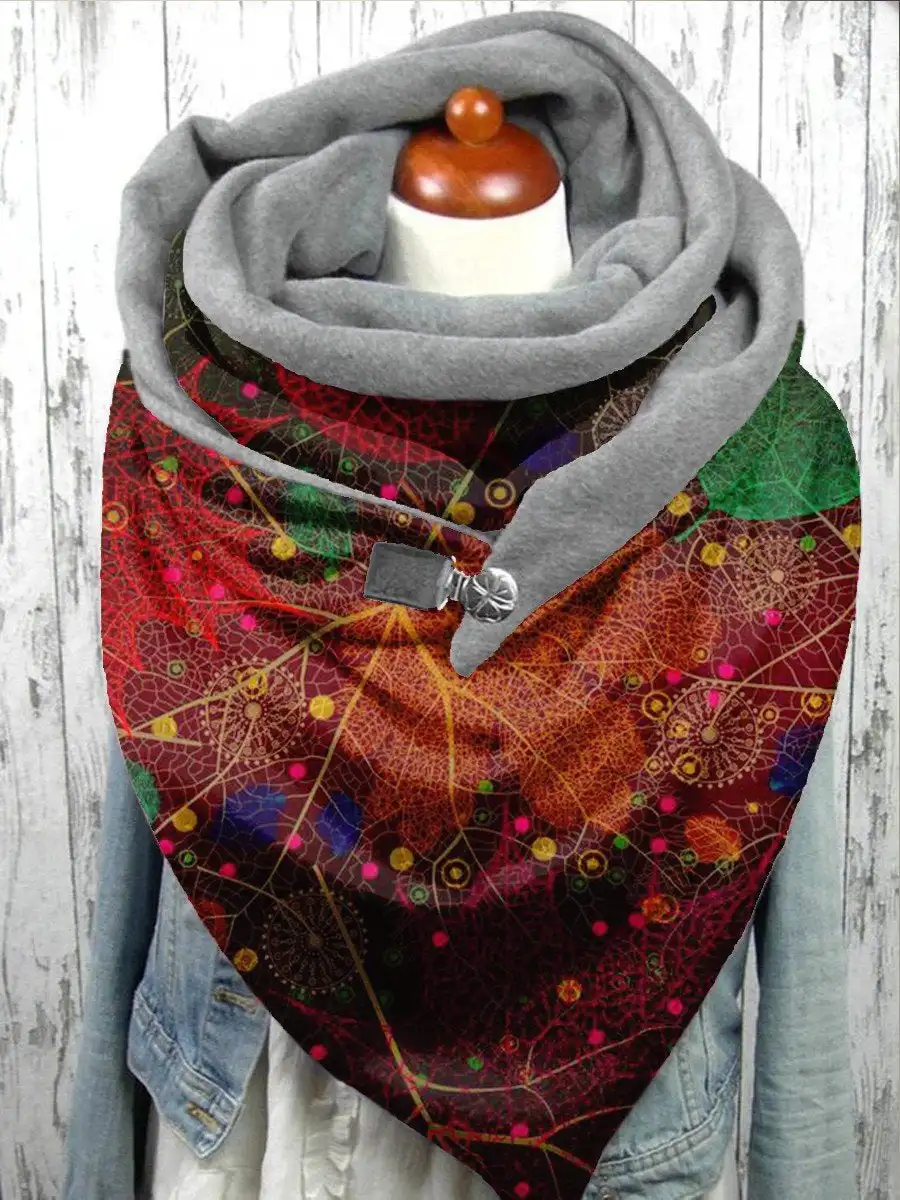 

Женский Повседневный Флисовый Шарф с художественным принтом золотого листа кленового листа