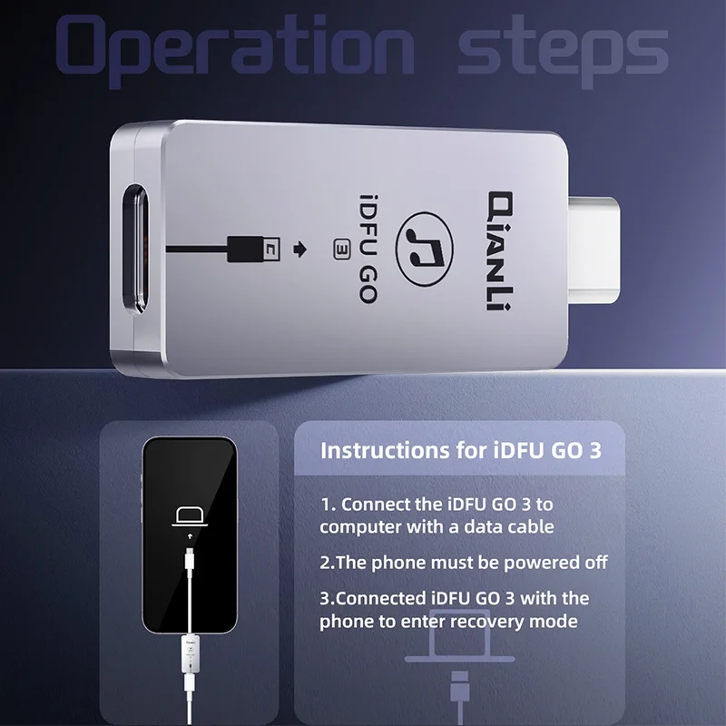 Qianli IDFU GO 3 Усилитель Быстрого Восстановления Фиолетовый Для iPhone 15 Устройство