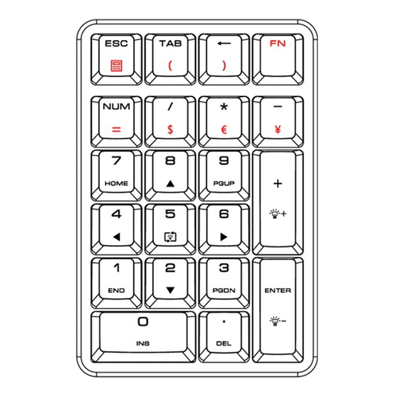 Клавиатура с подсветкой USB Wired Mechanical Numeric Keypad 21-Key, подходящая для финансовых операций, коммерции, банковских отделений и кассиров.
