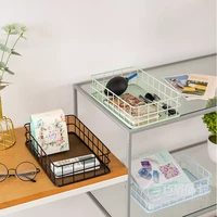 nordic storage basket cosmetic sundries storage box ins multi function organizer grid basket kitchen rack iron desktop storage