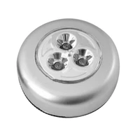 3led control night light round lamp under cabinet closet push stick on lamp home kitchen bedroom automobile use