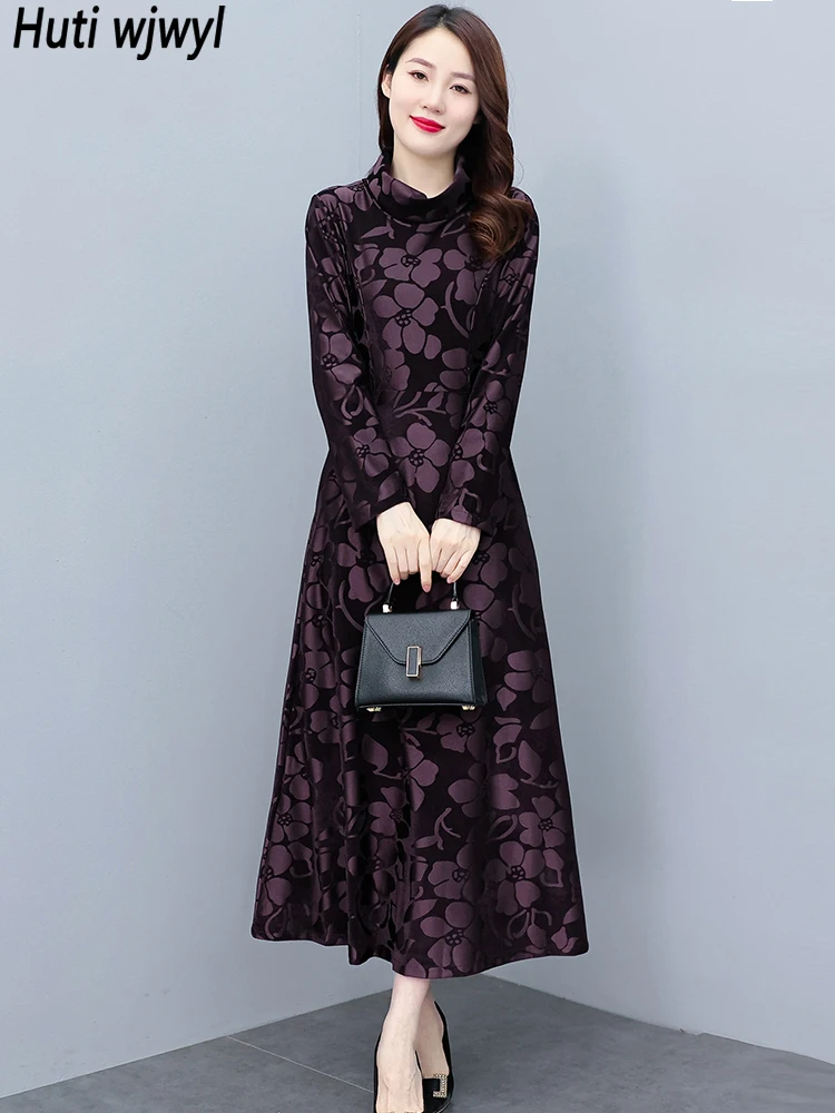 

Autumn Winter Velvet Thick Warm Midi Dress 2022 Elegant Fashion Luxury Party Dress Women Bodycon Chic Prom Long Evening Vestidos