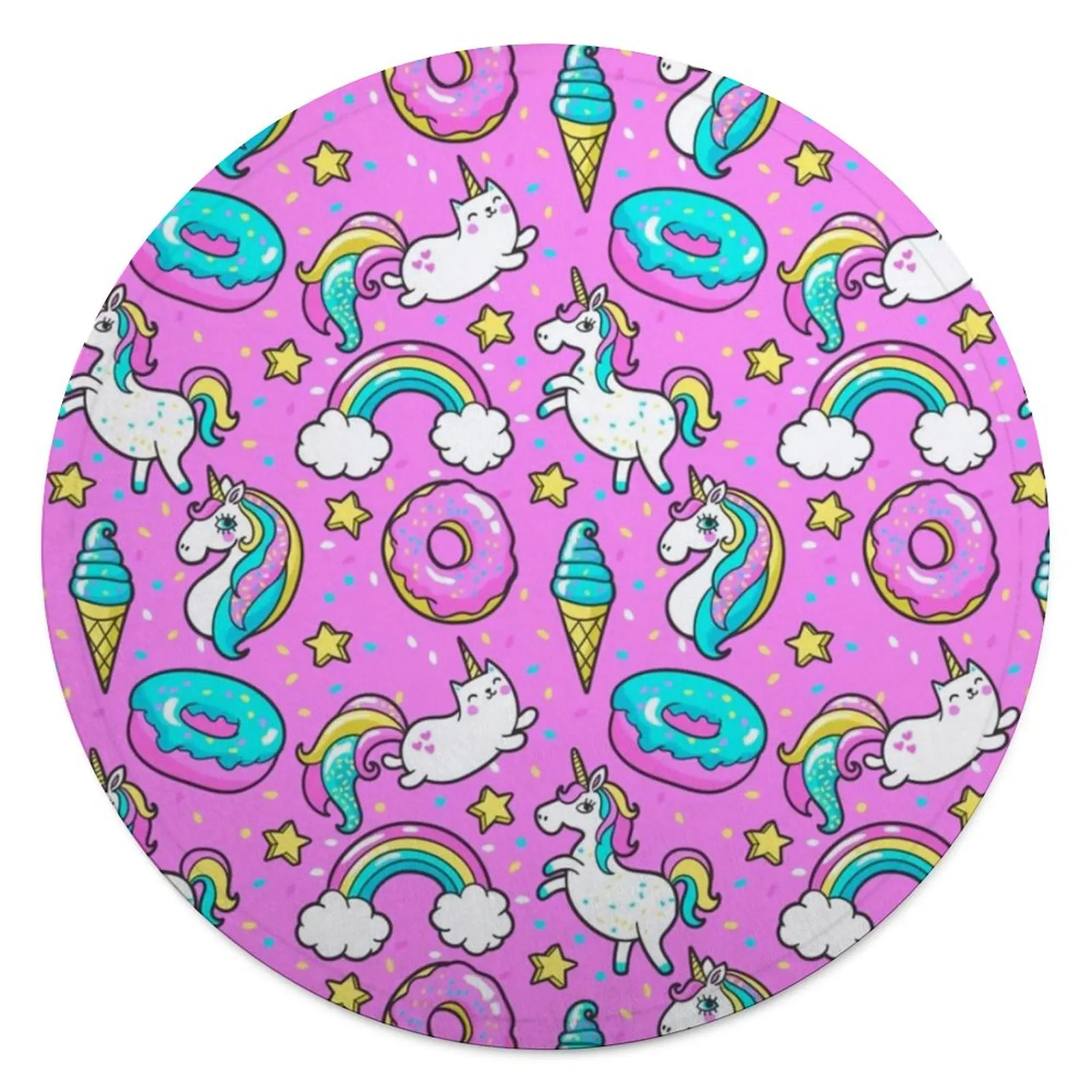 

Милое одеяло с пончиком Радужный Единорог крем мягкое модное круглое покрывало декоративное флисовое всепогодное одеяло