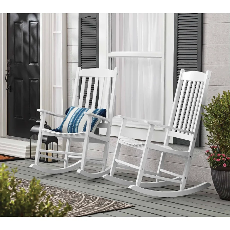 

Mainstays Outdoor Wood Porch Rocking Chair, White Color, Weather Resistant Finish balcony furniture garden chair