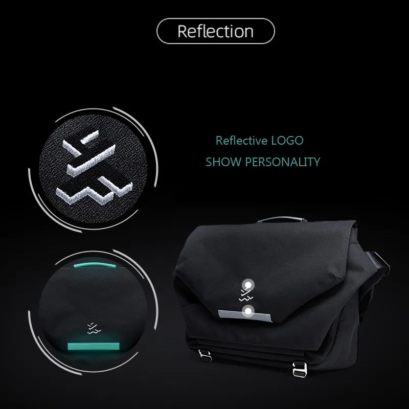 Oxford Premium Solid Men's Crossbody Bag Reflective Shoulder Sling Bag 14inch Large Capacity Multifunction Waterproof Antitheft 