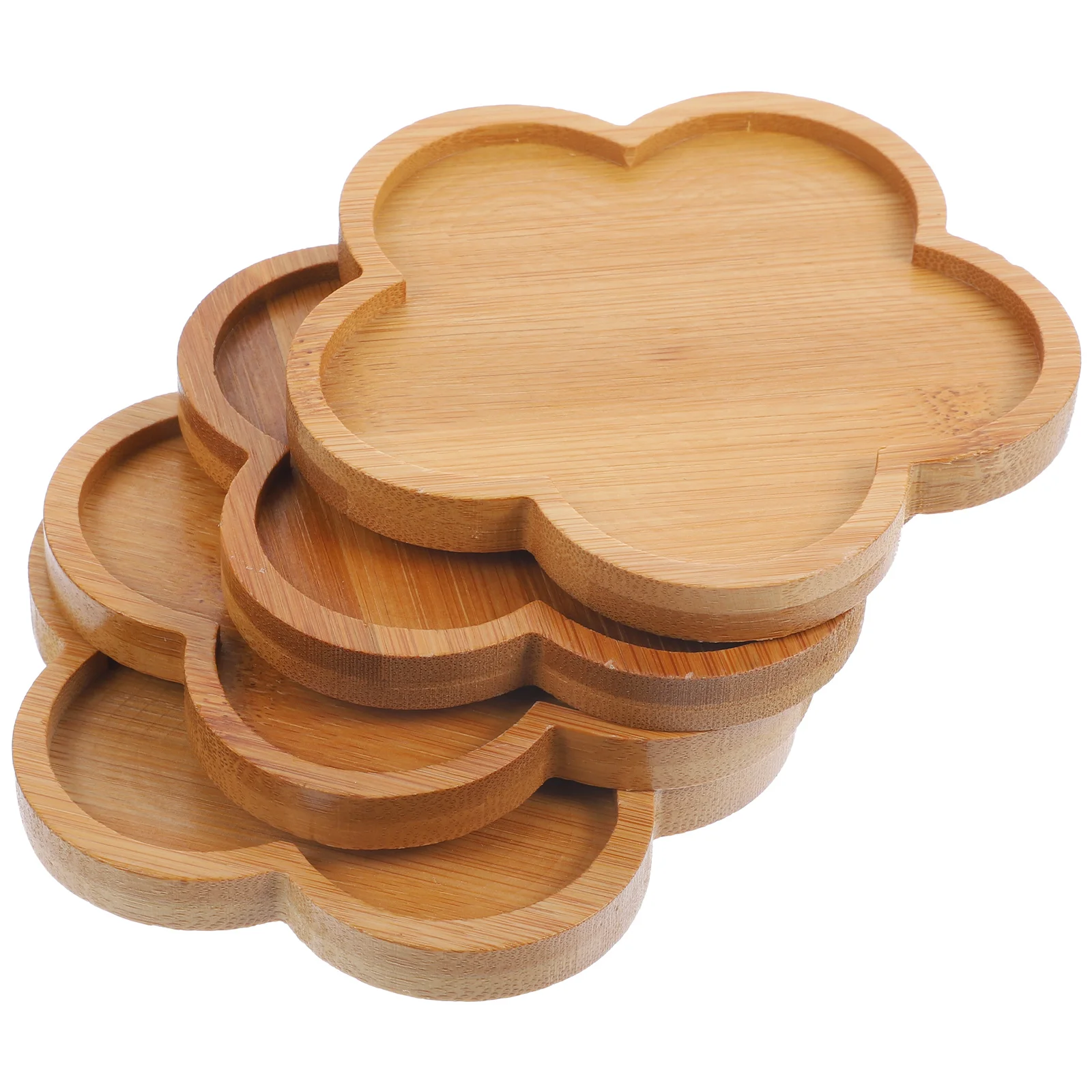 

4 Pcs Drip Trays Plate Houseplants Live Indoor Pot Bamboo Saucer Serving Potted Flower Saucers Water