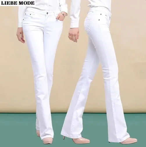 Женские Облегающие расклешенные джинсы с высокой талией корейские джинсовые