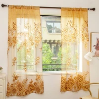 european style modern luxury curtains tulle curtains for living room decoration modern chiffon solid sheer voile kitchen curtain