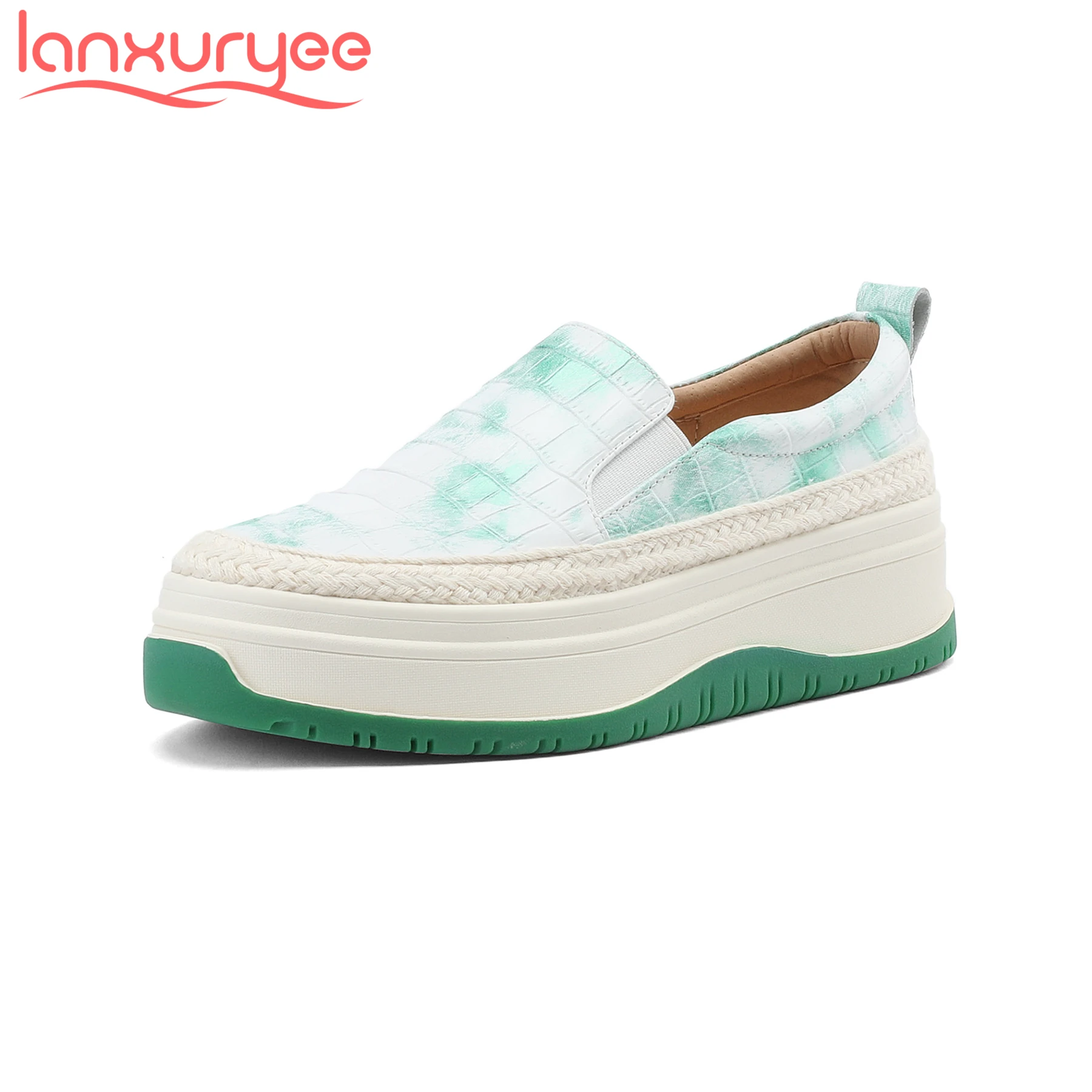 Кроссовки Lanxuryee женские на высоком каблуке Вулканизированная кожа без застежки