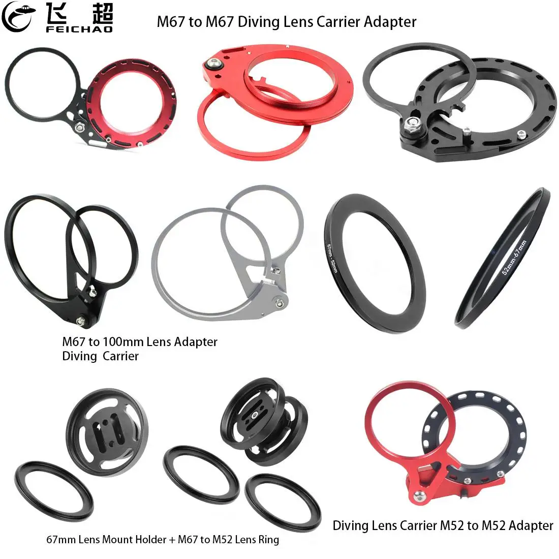 

Diving 67mm 52mm Lens Carrier M52 M67 100mm for Macro Wide Angle Lens Mount Adapter Underwater Camera Case Float Arm for Canon