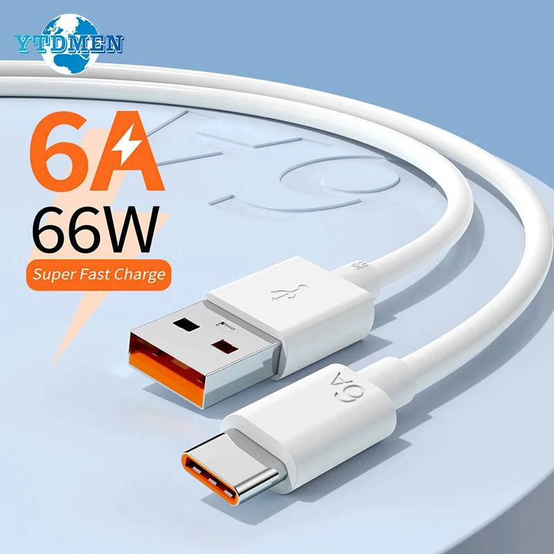 Супербыстрый кабель USB Type-C 6A для Huawei Mate 40 50 Xiaomi 11 10 Pro Samsung провода быстрой зарядки 66
