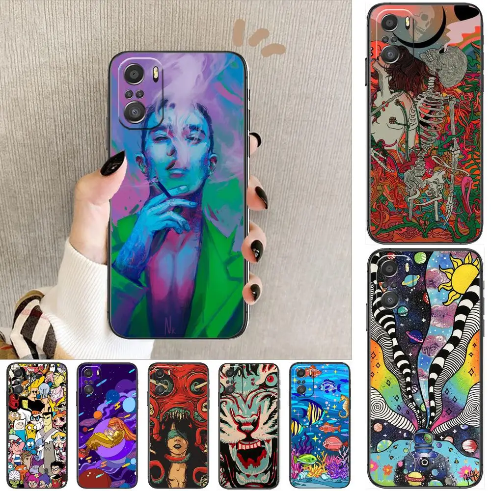 

HD-animation world Phone Case For xiaomi mi 11 Lite pro Ultra 10s 9 8 MIX 4 FOLD 10T 5g Black Cover Silicone Back Prett