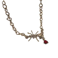2022 new goth design necklaces senior ins wind personality spider ruby clavicle chain female tide cool necklace for women