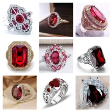 Fashion Shiny and Dazzling Red Crystal Zirconia Rings for Women New Engagement Finger Accessories Wedding Luxury Jewelry