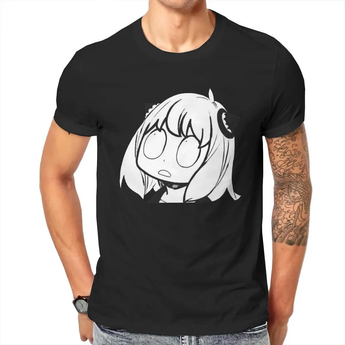 

Men's T-Shirt SPY x FAMILY Anya Heh Awesome Cotton Tee Shirt Short Sleeve T Shirts Crewneck Clothes Gift Idea