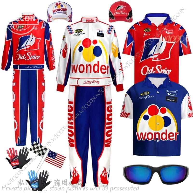 Ricky Бобби рубашка с коротким рукавом гоночный костюм капюшоном велосипедный