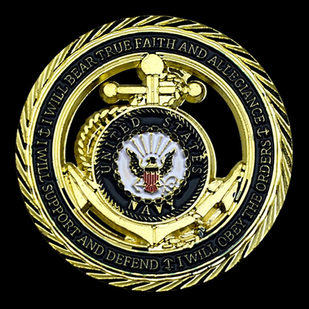 Памятная монета Корпуса морской пехоты США. Металлическая полая позолоченная