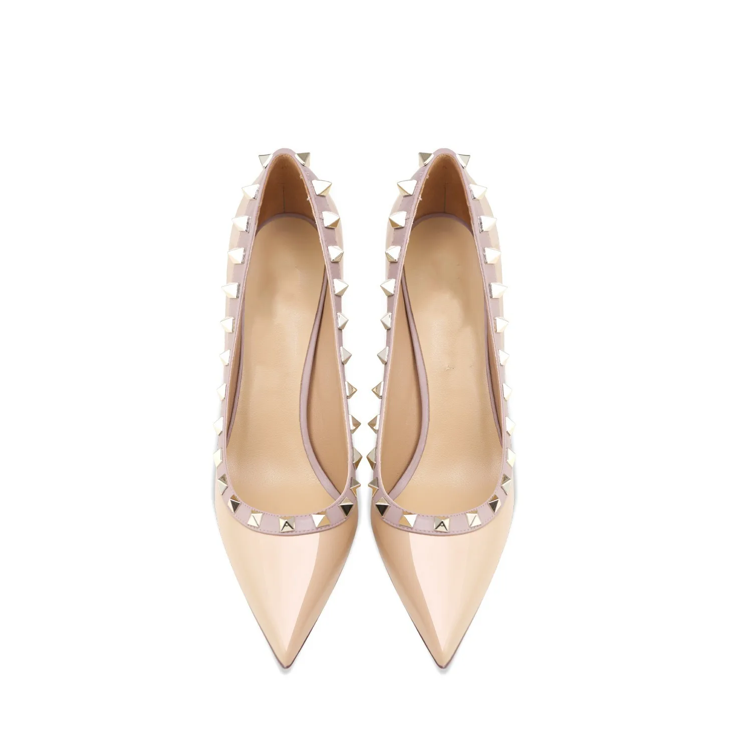 2023 Spring and Autumn New Luxury Rivet Black High Heels Designer Roman Pointed Pumps Versatile Genuine Leather Women's Shoes 43