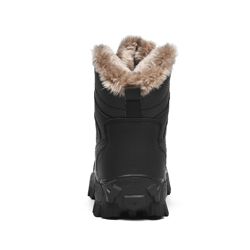 HIKEUP Outdoor Hiking Shoes Padded High-top Warm Casual Cotton Shoes Men Tactical Military Snow Boots Genuine Leather