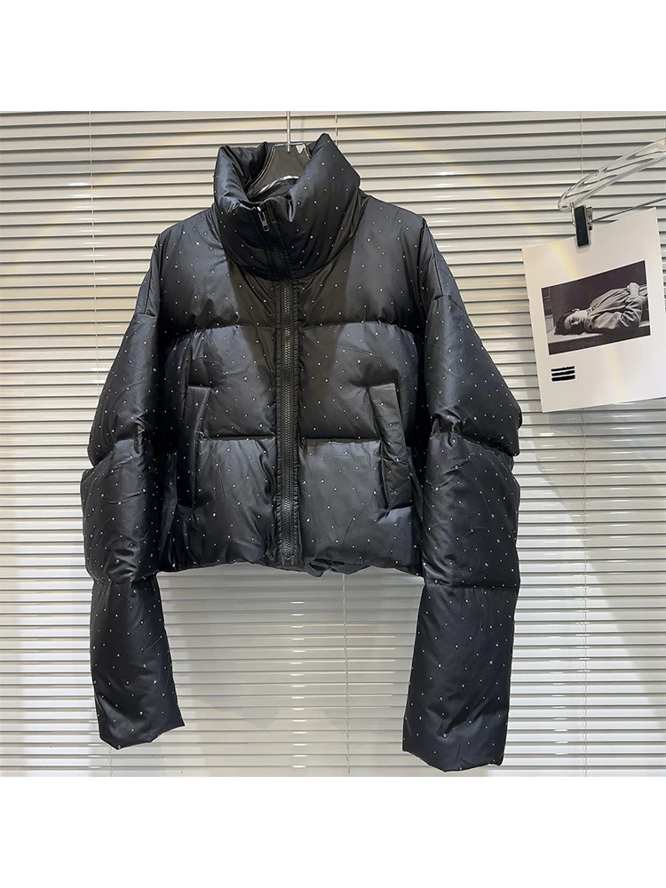 Зимняя женская винтажная стеганая куртка со стоячим воротником Толстая теплая